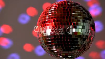 Full mirror ball; blue and red light