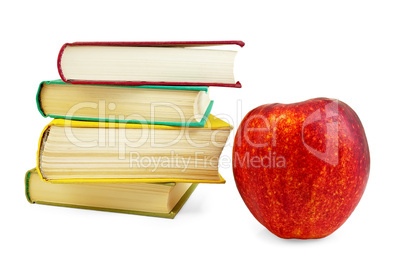 Books with red apple