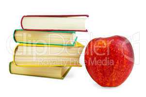 Books with red apple
