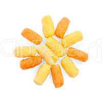 Corn sticks in the form of the sun