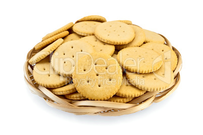 Crackers in a wicker tray