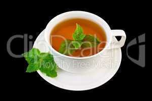 Herbal tea with mint sprigs of two