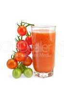 Juice tomato in glass with a cherry