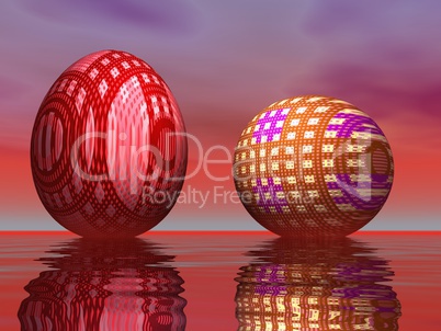 Red easter eggs