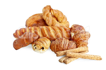 White bread and rolls and bread sticks