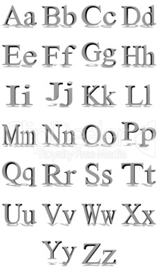 Times New Roman grey alphabet