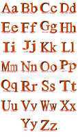 Times New Roman red alphabet