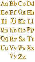 Times New Roman gold alphabet