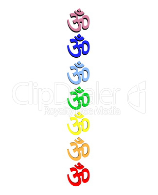 Colored om / aum in chakra column