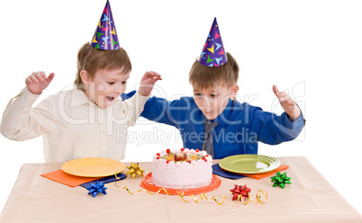 two boy wich cake