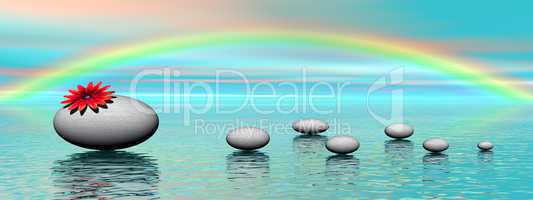 Zen stones and rainbow
