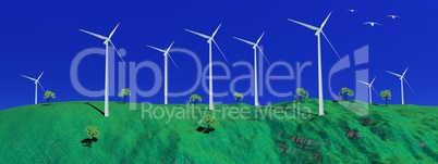 Wind turbines in nature