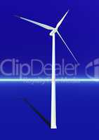 Wind turbine in blue background
