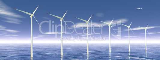 Wind turbines in ocean