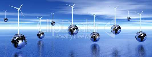 Wind turbines on earth