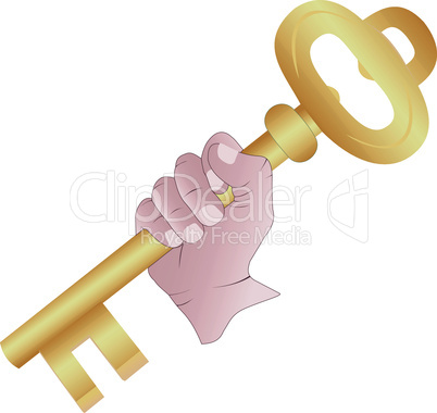 Hand with the golden key