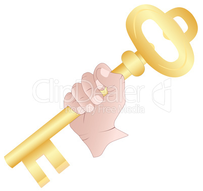 Hand with the golden key