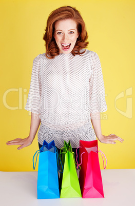 Excited Woman With Shopping Bags