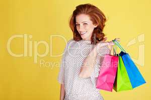 Happy Shopper With Colourful Bags