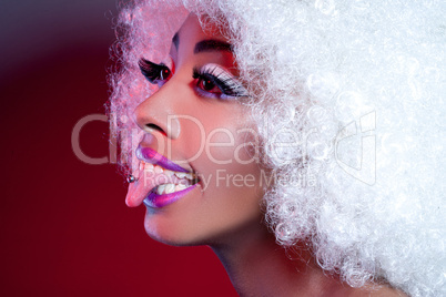 African Woman With Pierced Tongue And Wig