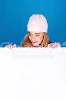 Pretty Girl Holding Blank Board