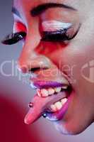 African Model With Tongue Piercing