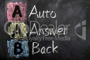 Acronym of AAB for auto answer back