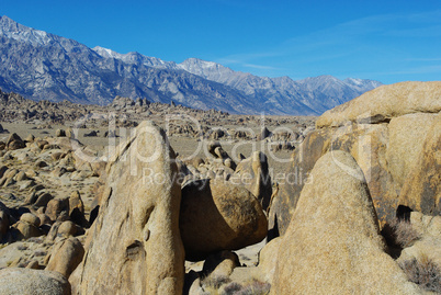 Bizarre rock formations, Alabama Hills and Sierra Nevada, California