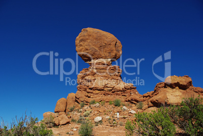 Balanced Rock and blue sky, Arches National Park
