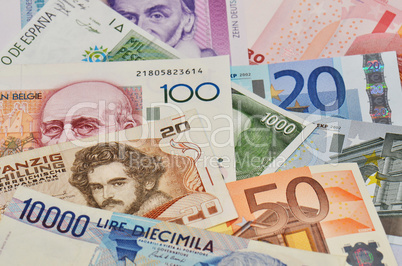 europäische Währungen und Euro