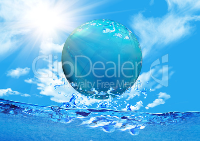 Globe floating on water