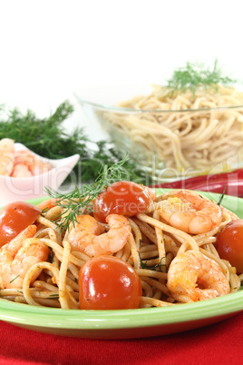 Spaghetti mit frischen Shrimps