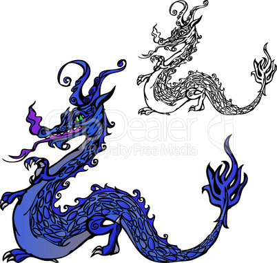 dragon (color and black and white picture)