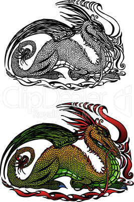dragon (color and black and white picture)