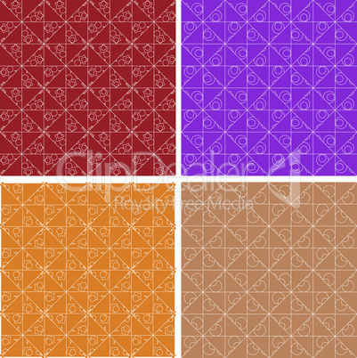 Abstract seamless decorative floral patterns set