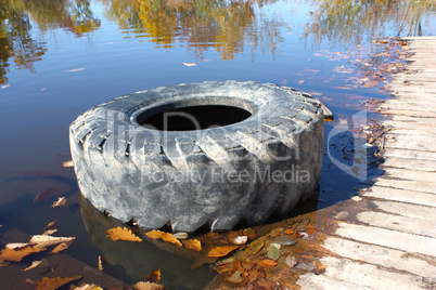 The big tire from the car.