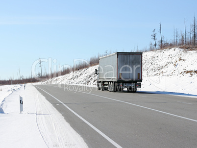 The truck on a winter road.