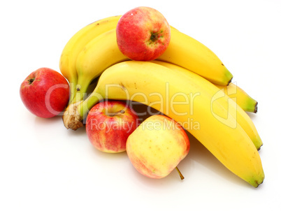 Yellow bananas apples