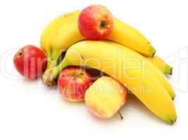 Yellow bananas apples