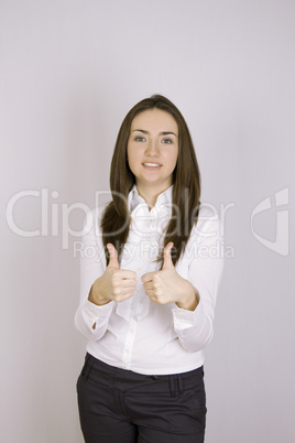 Success woman thumbs up