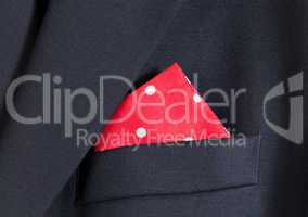 Red handkerchief in blue blazer
