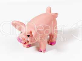 Small wrinkled plastic pig in macro