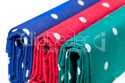 Red, blue and green handkerchiefs