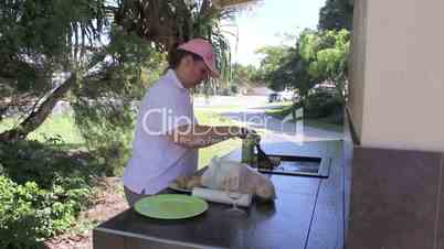 Woman Cooking BBQ