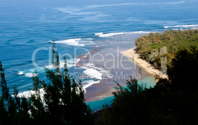 Ke'e beach on Kauai from trail