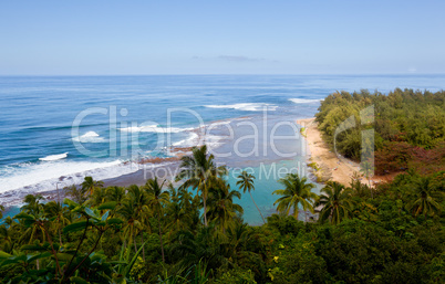 Ke'e beach on Kauai from trail