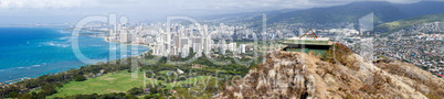 Panorama of sea front at Waikiki