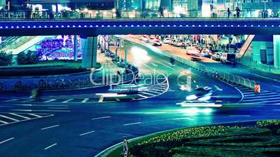 time lapse video of light trails of city traffic in shanghai, china. loopable