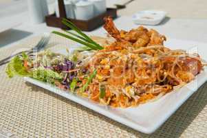 Pad Thai, stir fry noodles with shrimp, traditional Thai dish