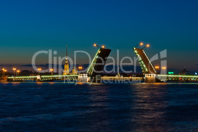 Night view of Palace Bridge, Saint Petersburg, Russia